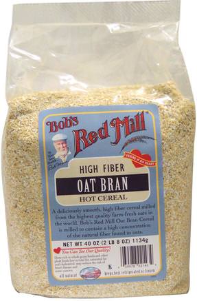Oat Bran, Hot Cereal, 40 oz (1134 g) by Bobs Red Mill-Kosttillskott, Fiber, Havreklid, Mat, Mat, Spannmål