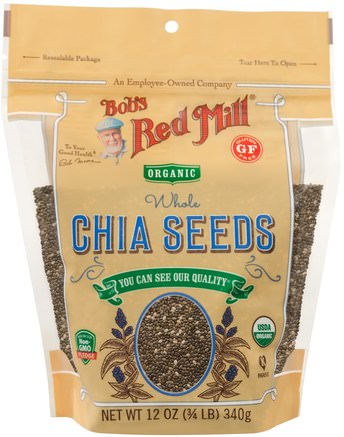 Oragnic Whole Chia Seeds, 12 oz (340 g) by Bobs Red Mill-Kosttillskott, Efa Omega 3 6 9 (Epa Dha)