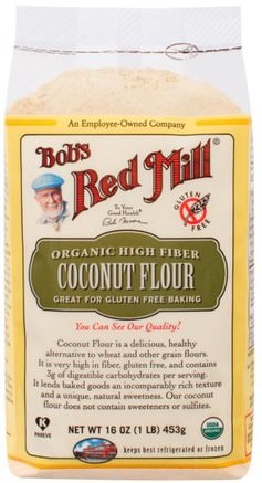 Organic High Fiber Coconut Flour, Gluten Free, 16 oz (453 g) by Bobs Red Mill-Mat, Mjöl Och Blandningar, Kokosmjöl