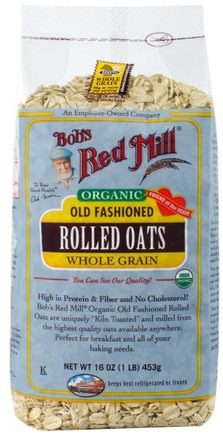 Organic Old Fashioned Rolled Oats, Whole Grain, 16 oz (453 g) by Bobs Red Mill-Mat, Mat, Havre Havregryn, Flingor