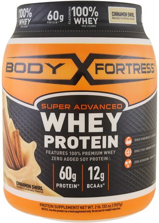 Super Advanced Whey Protein Powder, Cinnamon Swirl, 2 lbs (907 g) by Body Fortress-Kosttillskott, Vassleprotein, Träning