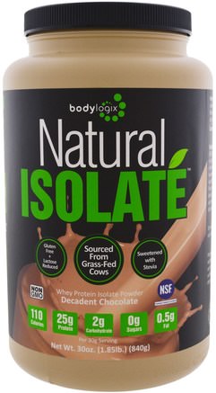 Natural Isolate Whey Protein Powder, Decadent Chocolate, 30 oz (840 g) by Bodylogix-Sport, Kosttillskott, Vassleprotein