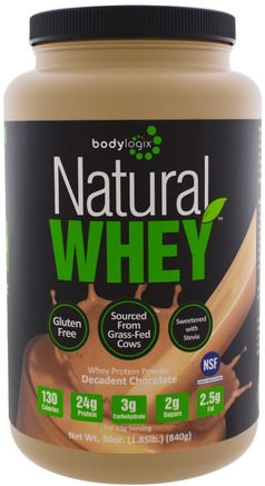 Natural Whey Protein Powder, Decadent Chocolate, 30 oz (840 g) by Bodylogix-Sport, Kosttillskott, Vassleprotein
