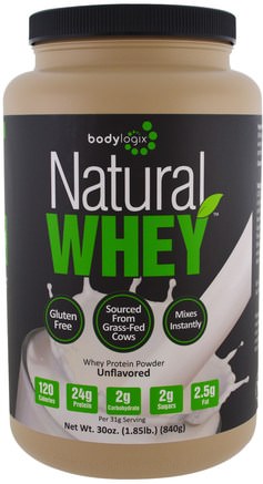 Natural Whey Protein Powder, Unflavored, 30 oz (840 g) by Bodylogix-Sport, Kosttillskott, Vassleprotein