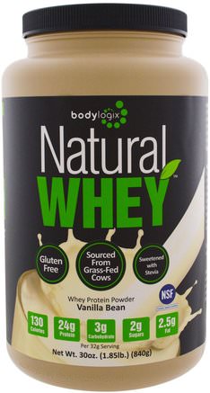 Natural Whey, Whey Protein Powder, Vanilla Bean, 30 oz (840 g) by Bodylogix-Sport, Kosttillskott, Vassleprotein