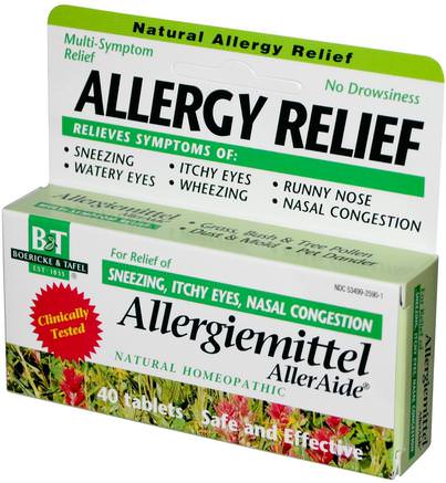 Allergy Relief, Allergiemittel AllerAide, 40 Tablets by Boericke & Tafel-Hälsa, Allergier, Allergi, Kosttillskott, Homeopatiallergier