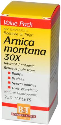 Arnica Montana, 30X, 250 Tablets by Boericke & Tafel-Örter, Arnica Montana, Homeopati Smärtlindring