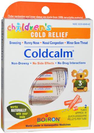 Coldcalm, Childrens Cold Relief, 2 Tubes, Approx 80 Pellets Per Tube by Boiron-Kosttillskott, Homeopati, Kall Influensav Hosta