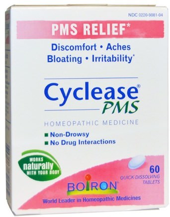 Cyclease PMS, 60 Quick-Dissolving Tablets by Boiron-Hälsa, Premenstruellt Syndrom, Premenstrual, Kosttillskott, Homeopati Smärtlindring