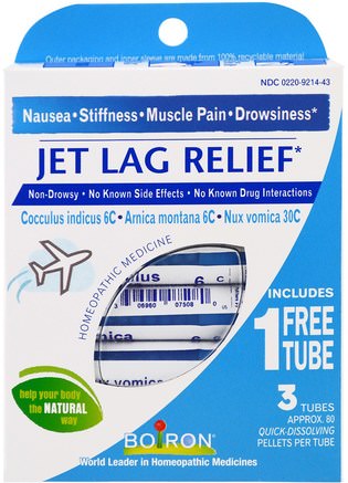 Jet Lag Relief, 3 Tubes, 80 Quick-Dissolving Pellets Each by Boiron-Kosttillskott, Homeopati, Hälsa