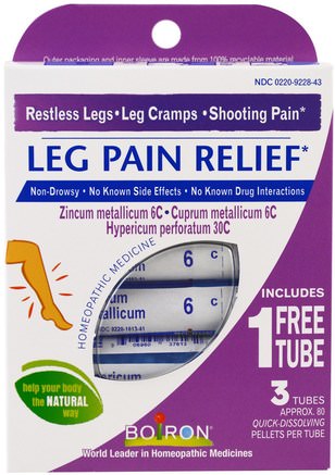 Leg Pain Relief, 3 Tubes, 80 Quick-Dissolving Pellets Each by Boiron-Hälsa