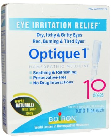 Optique 1, Eye Irritation Relief, 10 Doses, 0.013 fl oz Each by Boiron-Kosttillskott, Homeopati, Ögonvård, Synvård, Ögondroppar