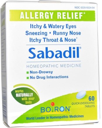 Sabadil, 60 Quick-Dissolving Tablets by Boiron-Kosttillskott, Homeopati, Allergier, Allergi