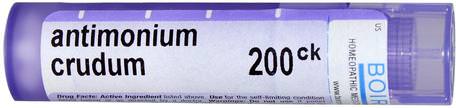 Single Remedies, Antimonium Crudum, 200CK, Approx. 80 Pellets by Boiron-Kosttillskott, Homeopatiallergier, Homeopati Digestion