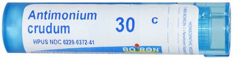 Single Remedies, Antimonium Crudum, 30C, Approx 80 Pellets by Boiron-Kosttillskott, Homeopati Digestion