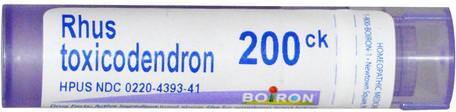 Single Remedies, Rhus Toxicodendron, 200CK, Approx 80 Pellets by Boiron-Smärta-Trauma