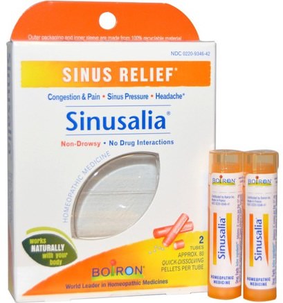 Sinusalia, Sinus Relief, 2 Tubes, Approx. 80 Quick-Dissolving Pellets Each by Boiron-Hälsa, Nasal Hälsa, Nasal, Sinus Och Allergi