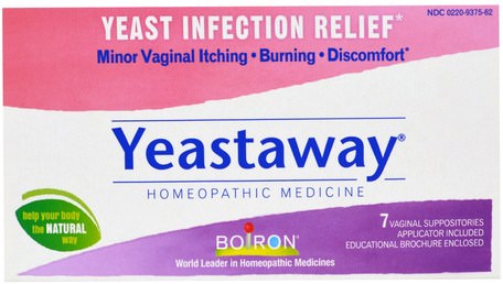 Yeastaway, 7 Vaginal Suppositories by Boiron-Kosttillskott, Homeopati Kvinnor