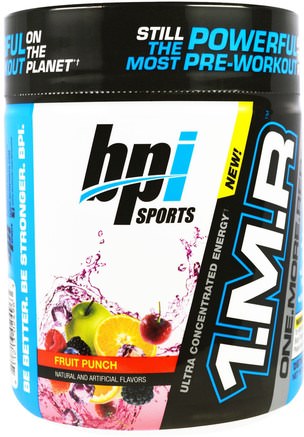 1.M.R., One. More. Rep, Pre-Workout Powder, Fruit Punch, 8.5 oz (240 g) by BPI Sports-Sport, Träning