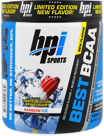 Best BCAA, Limited Edition, Rainbow Ice, 10.58 oz (300 g) by BPI Sports-Kosttillskott, Aminosyror, Bcaa (Förgrenad Aminosyra)