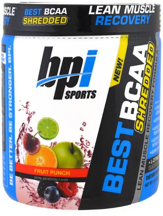 Best BCAA Shredded, Lean Muscle Recovery Formula, Fruit Punch, 9.7 oz (275 g) by BPI Sports-Sport, Kosttillskott, Bcaa (Förgrenad Aminosyra)