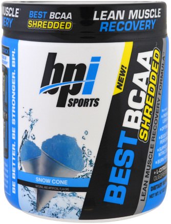 Best BCAA Shredded Lean Muscle Recovery Formula, Snow Cone, 9.7 oz (275 g) by BPI Sports-Sport, Kosttillskott, Bcaa (Förgrenad Aminosyra)