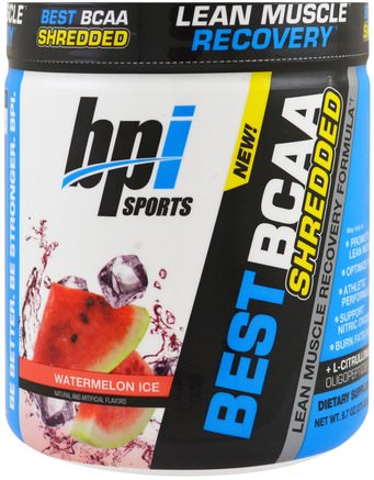 Best BCAA Shredded Lean Muscle Recovery Formula, Watermelon Ice, 9.7 oz (275 g) by BPI Sports-Sport, Kosttillskott, Bcaa (Förgrenad Aminosyra)