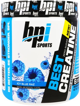 Best Creatine Pro Strength Creatine Blend, Icy Blue Raz, 10.58 oz (300 g) by BPI Sports-Sport, Kreatin, Träning