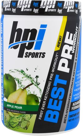 Best Pre Workout, Beta-Hydroxybutyrate Ketone & Energy Formula, Apple Pear, 11.11 oz (315 g) by BPI Sports-Mat, Keto Vänlig, Energi