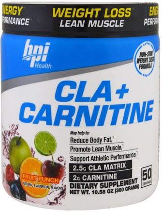 CLA + Carnitine, Fruit Punch, 10.58 oz (300 g) by BPI Sports-Kosttillskott, Aminosyror, L Karnitin, Sport