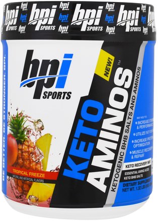 Keto Aminos, Ketogenic BHB Salts And Aminos, Tropical Freeze, 1.32 lbs (600 g) by BPI Sports-Mat, Keto Vänlig, Sport