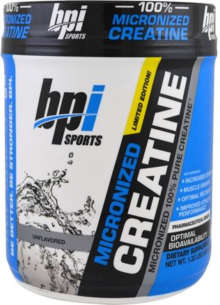Micronized Creatine, Limited Edition, Unflavored, 1.32 lbs (600 g) by BPI Sports-Sport, Kreatin