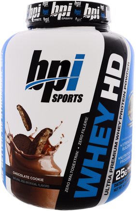 Whey HD, Ultra Premium Whey Protein Powder, Chocolate Cookie, 4.2 lbs (1.900 g) by BPI Sports-Kosttillskott, Vassleprotein, Bpi Sportkraft Och Styrka