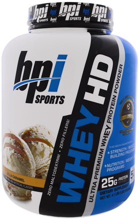 Whey HD, Ultra Premium Whey Protein Powder, Vanilla Caramel, 4.1 lbs (1.850 g) by BPI Sports-Sport, Sport, Protein, Sportprotein