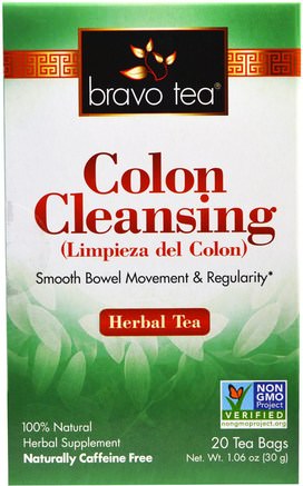 Colon Cleansing, Herbal Tea, 20 Tea Bags, 1.06 oz (30 g) by Bravo Teas & Herbs-Mat, Örtte, Detox, Kolon Rensa