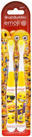 Emoji Toothbrush, Soft, 2 Pack by Brush Buddies-Bad, Skönhet, Oral Tandvård, Barns Hälsa