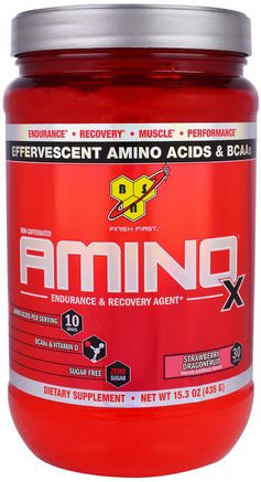 Amino-X, Endurance & Recovery Agent, Strawberry Dragonfruit, 15.3 oz (435 g) by BSN-Kosttillskott, Aminosyror, Muskel
