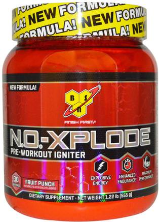 N.O.-Xplode, Pre-Workout Igniter, Fruit Punch, 1.22 lbs (555 g) by BSN-Hälsa, Energi, Sport, Träning