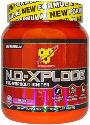 N.O.-Xplode, Pre-Workout Igniter, Grape, 1.22 lbs (555 g) by BSN-Hälsa, Energi, Sport, Träning