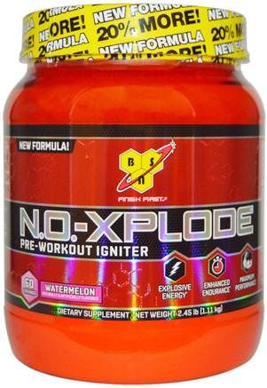 N.O.-Xplode, Pre-Workout Igniter, Watermelon, 2.45 lbs (1.11 kg) by BSN-Hälsa, Energi, Sport, Träning