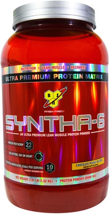 Syntha-6, An Ultra Premium Lean Muscle Protein Powder, Chocolate Peanut Butter, 2.91 lbs (1.32 kg) by BSN-Kosttillskott, Protein, Muskel