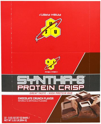 Syntha-6 Protein Crisp, Chocolate Crunch Flavor, 12 Bars, 2.01 oz (57 g) Each by BSN-Sport Protein, Sport, Protein Barer