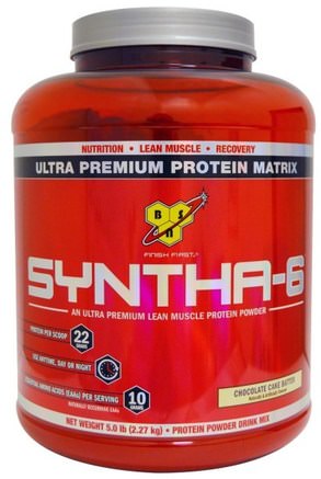 Syntha 6, Ultra Premium Protein Matrix, Chocolate Cake Batter, 5.0 lb (2.27 kg) by BSN-Sport, Sport, Protein