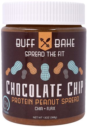 Chocolate Chip Protein Peanut Spread, 13 oz (368 g) by Buff Bake-Mat, Jordnötssmör, Sylt Spridda