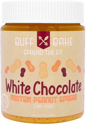 White Chocolate Protein Peanut Spread, 13 oz (368 g) by Buff Bake-Mat, Jordnötssmör, Sylt Spridda