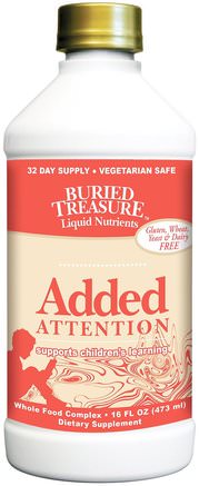Liquid Nutrients, Added Attention, 16 fl oz (473 ml) by Buried Treasure-Hälsa, Uppmärksamhet Underskott Störning, Lägg Till, Adhd, Hjärna