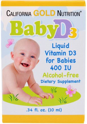 CGN, Baby Vitamin D3 Drops, 400 IU.34 fl oz (10 ml) by California Gold Nutrition-Cgn Spädbarn Vitamin D3, Cgn Moms Och Spädbarn