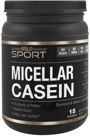 CGN, Micellar Casein Protein, Ultra-Low Lactose, Gluten Free, 16 oz (454 g) by California Gold Nutrition-Cgn Ren Sport, Cgn Proteiner
