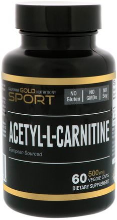 CGN, Sport, Acetyl-L-Carnitine, 500 mg, 60 Veggie Caps by California Gold Nutrition-Cgn Ren Sport, Cgn Aminosyror, Anti-Åldrande