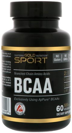 CGN, Sport, BCAA, 500 mg, 60 Veggie Caps by California Gold Nutrition-Cgn Ren Sport, Kosttillskott, Bcaa (Förgrenad Kedjaminosyra), Cgn Bcaas